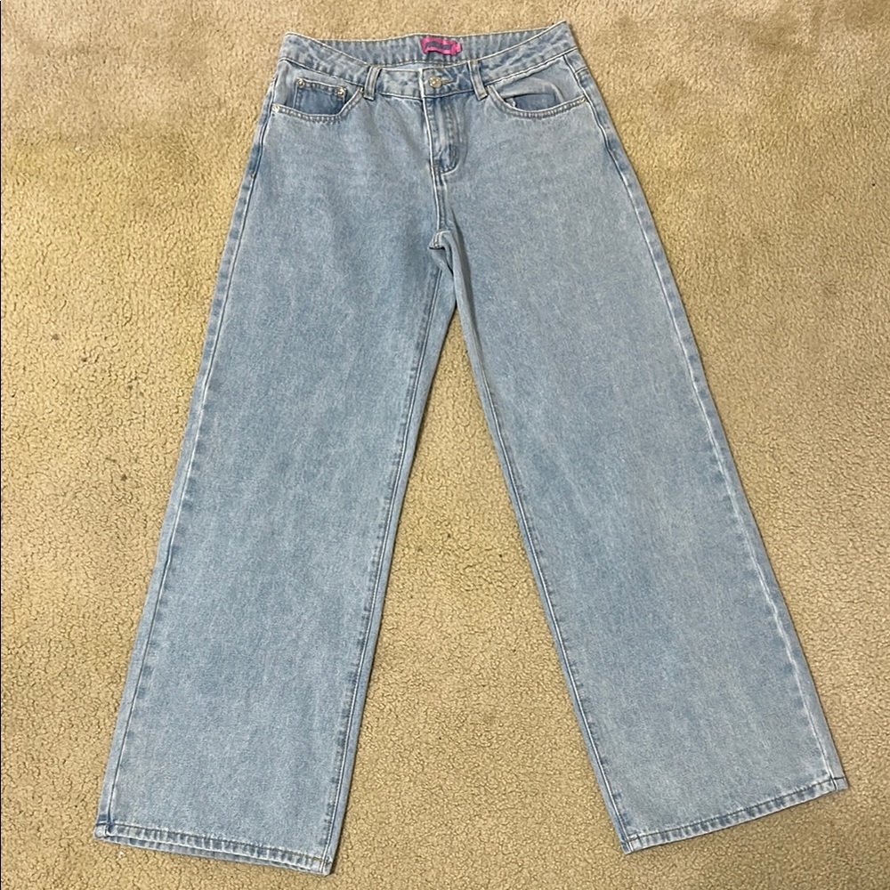 Edikted Blue Flare Wide Leg Jeans